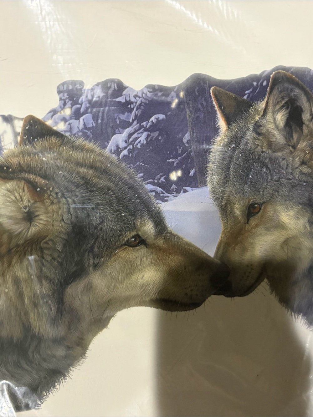 Full-Color Matte Finish Nuzzling Wolves Fabric Transfer - Picture 5 of 5